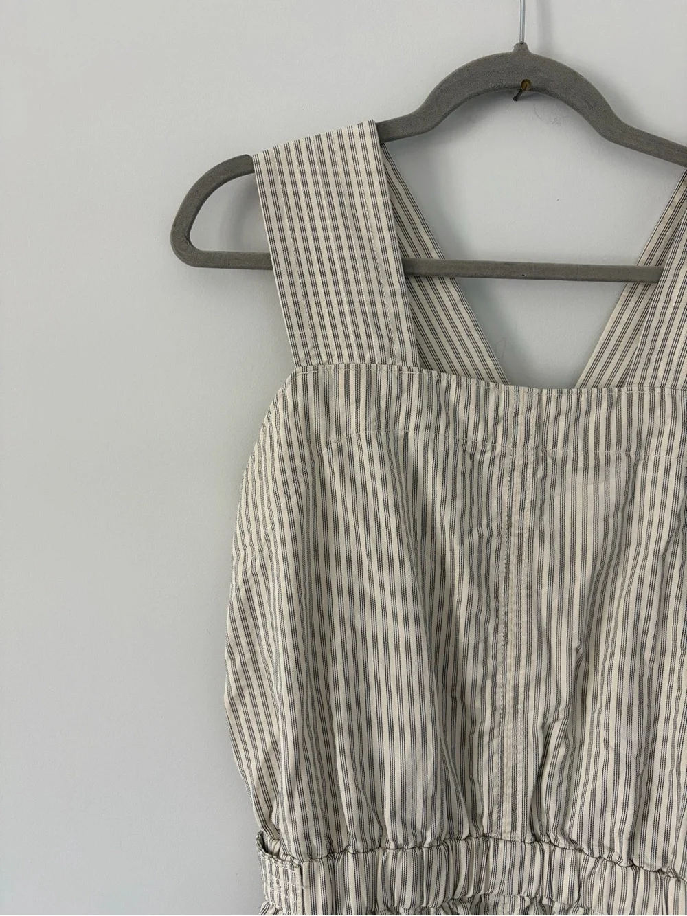 Everlane Fatigue Apron Sleeveless Organic Cotton Wide Leg Ivory Grey Jumpsuit 6